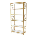 White/Gold 6 Shelf Bookcase C26678