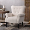 Cream Linen Tufted Armchair H927880