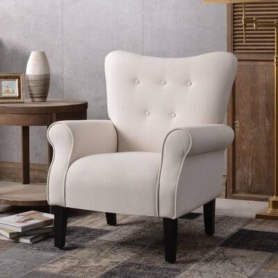 Cream Linen Tufted Armchair H927880