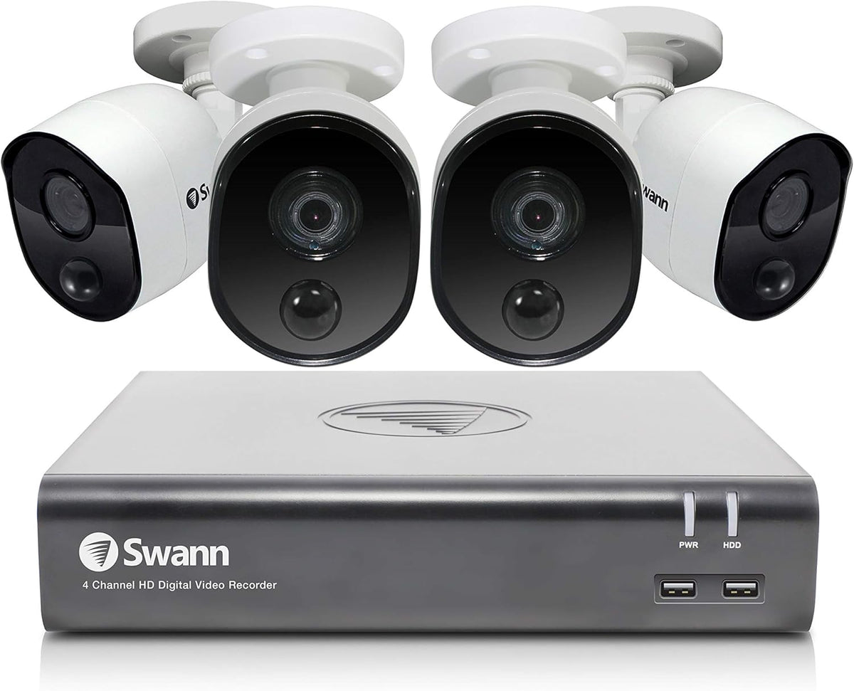 Black 4 Channel 4 Cameras DVR CCTV Security Camera System P765182