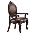 Cherry Vegan Leather Carved Armchair Y71365