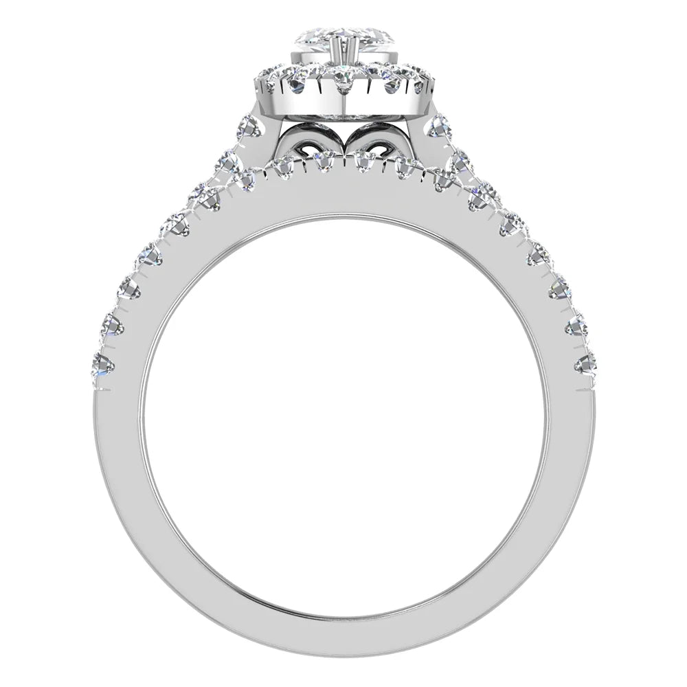 14K White Gold Diamond Wedding Ring Set 1.25 CT I854