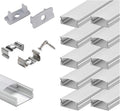 10-Pack 6.6ft U Shape LED Aluminum Channel System with Milky Cover, End Caps and Mounting Clips B905792