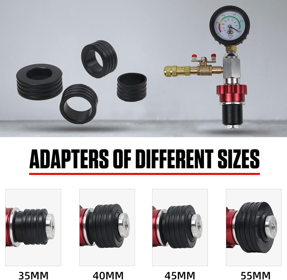 Coolant Vacuum Refill Kit with 4 Sizes Adapters, Radiator Pressure Tester Set, Pack of 2 K10134