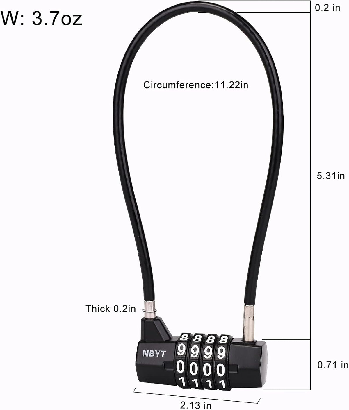 4 Digit Combination Padlock with Long Shackle I93809