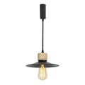 Wood Base Black Metal Shade Track Pendant Light F525489