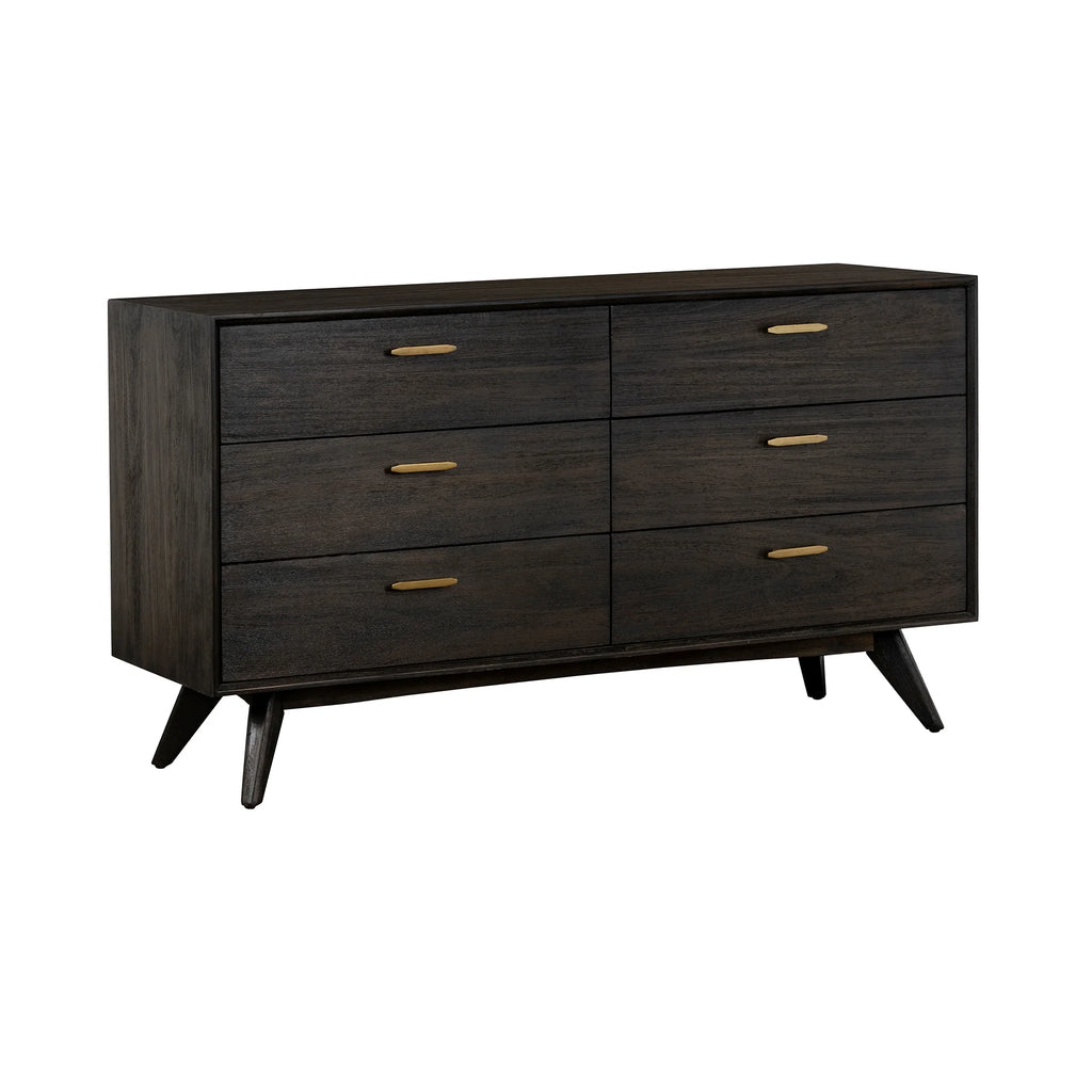 Brown Solid Wood Six Drawer Dresser W552865