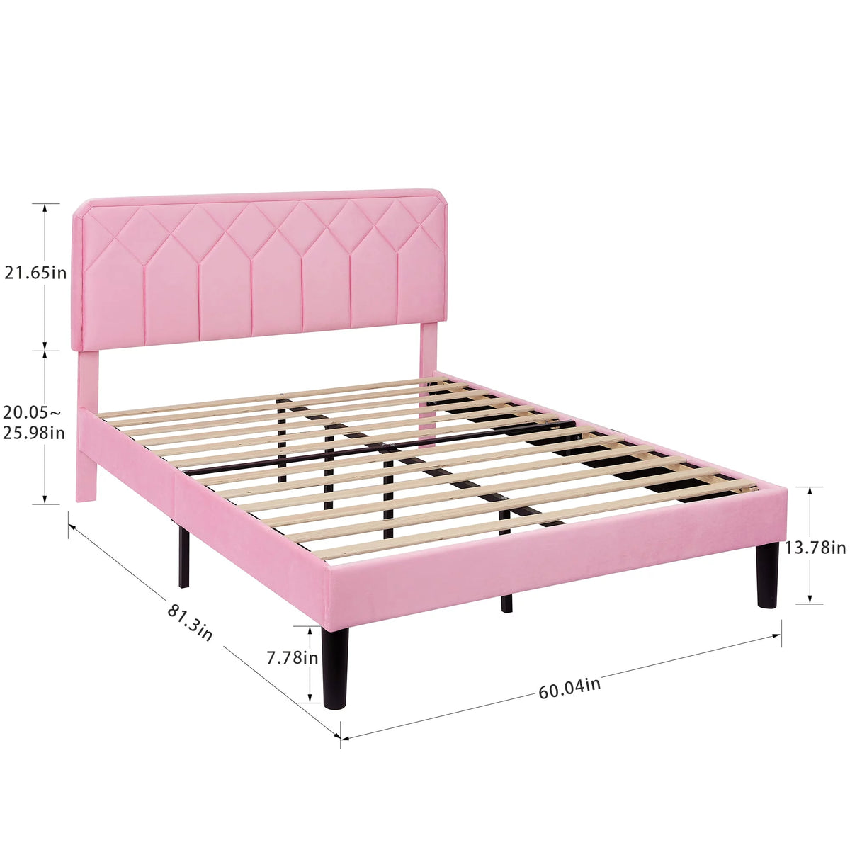 Twin Size Upholstered Platform Bed Frame with Adjustable Headboard B92442