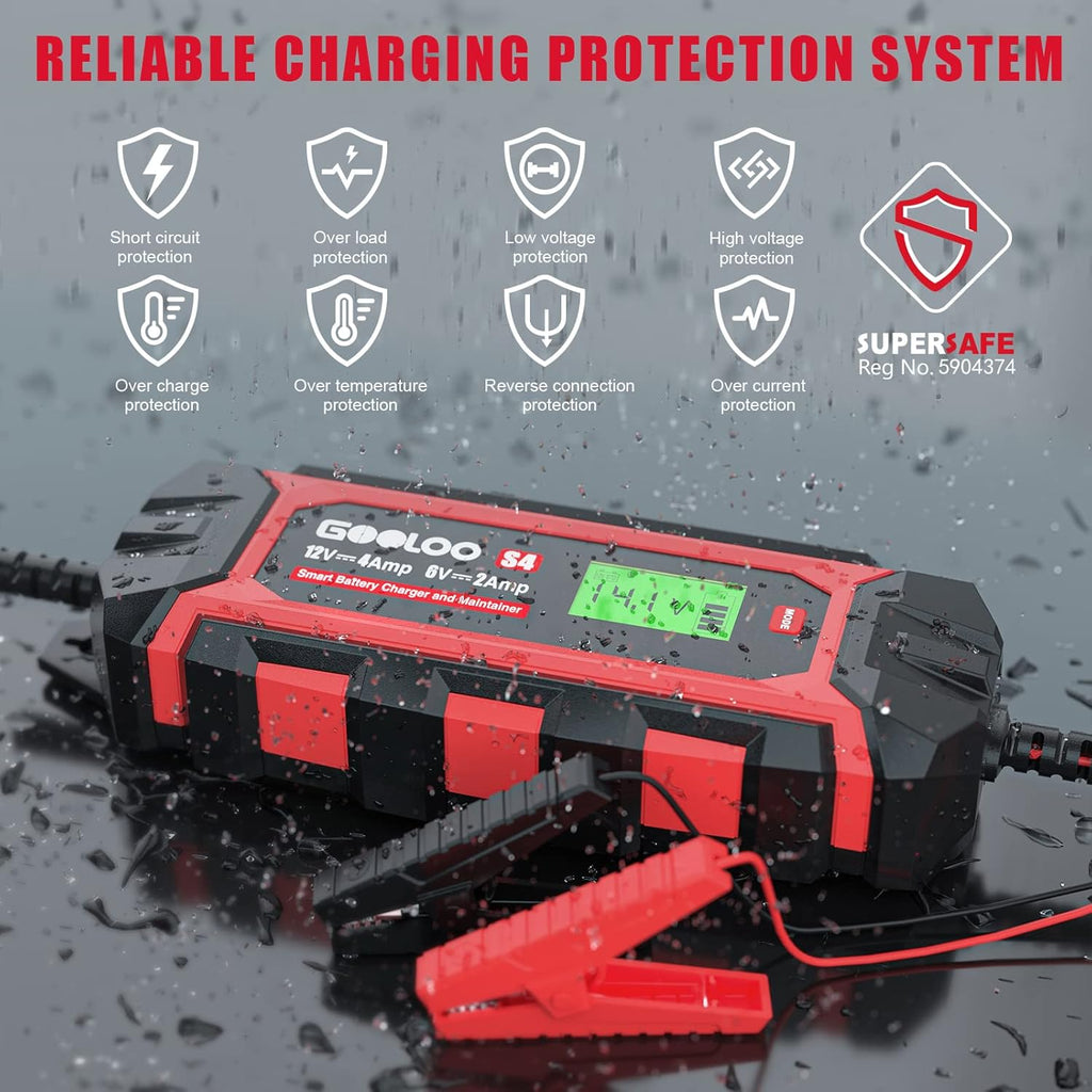 4-Amp 12V/4A Car Battery Charger Maintainer, Pack of 2 E990
