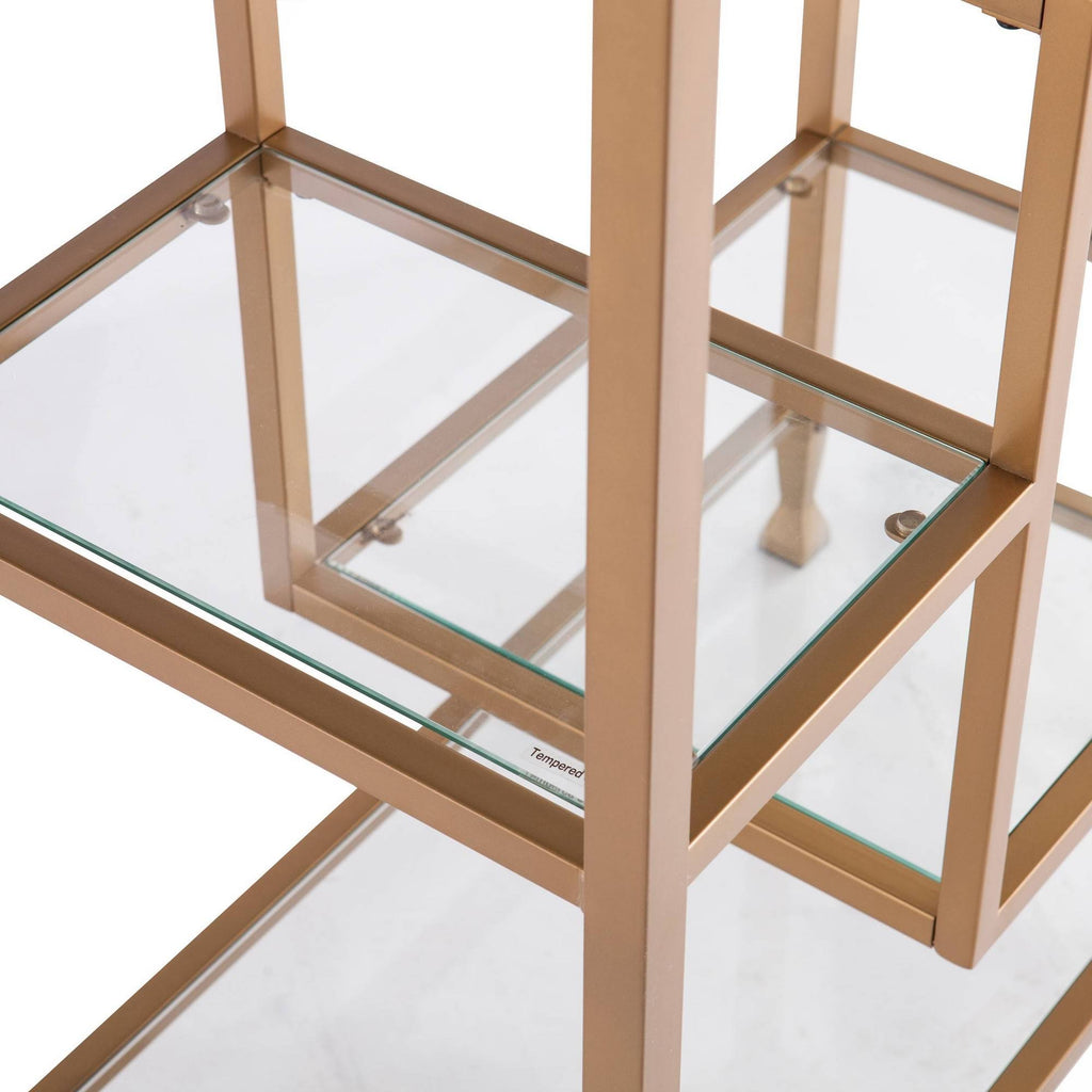 Gold Metal Glass Etagere Bookcase I7682