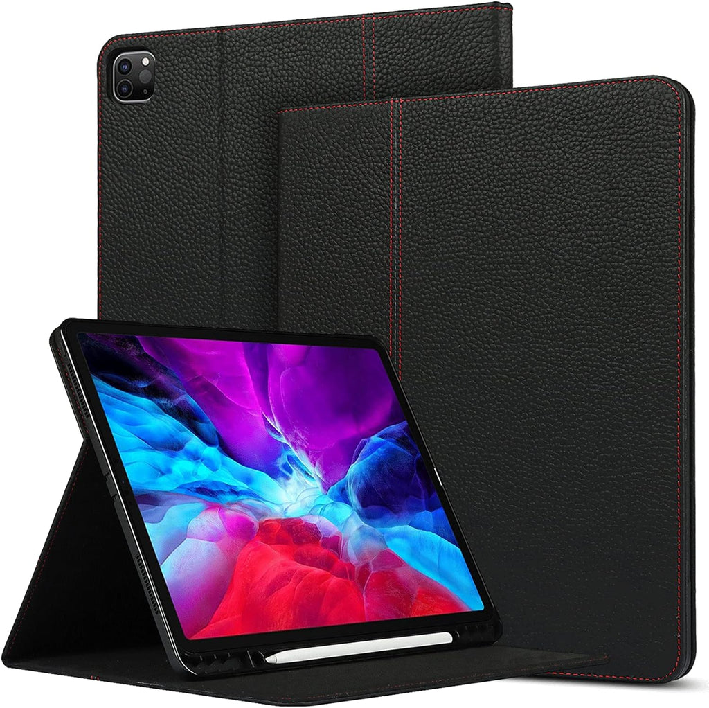 Gray Cow Leather iPad Pro 12.9 Case with Pencil Holder Z35461
