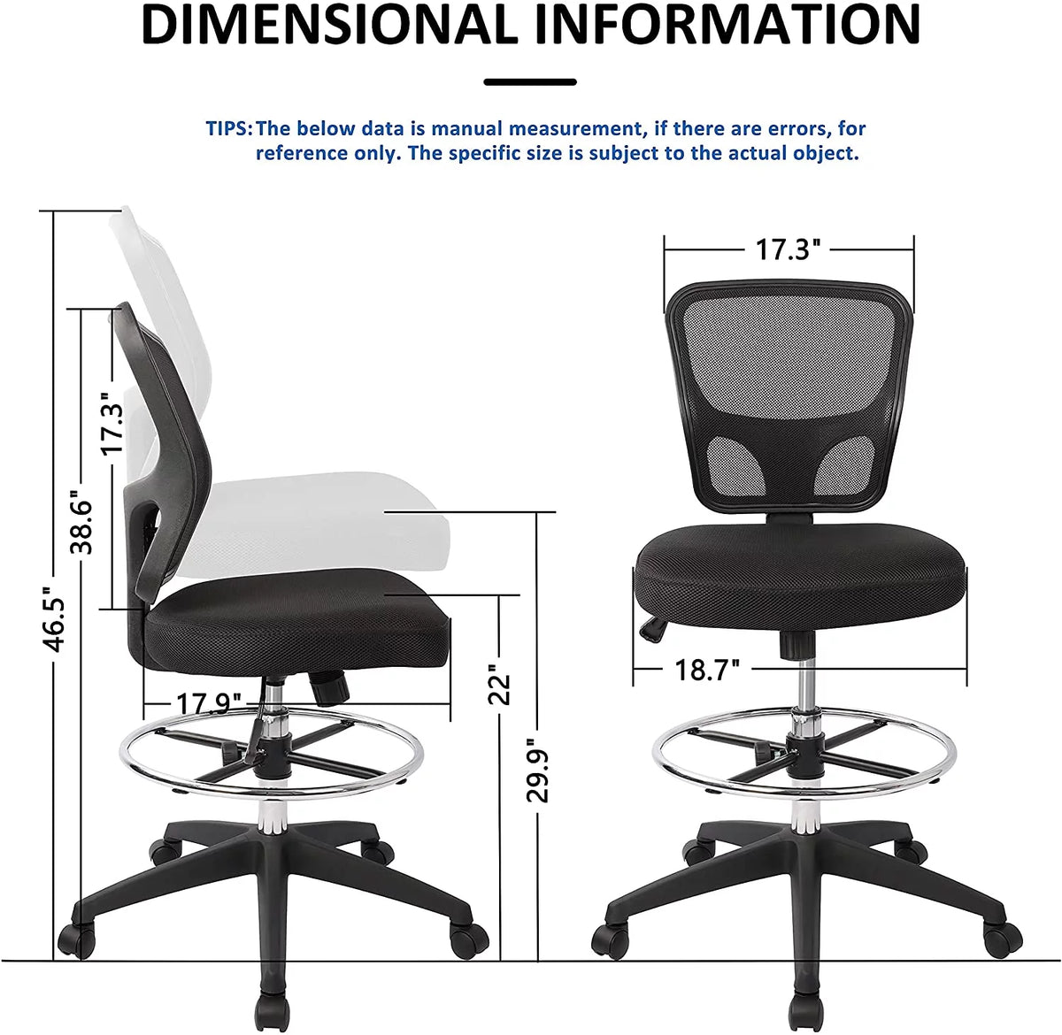 Ergonomic Height Adjustable Rolling Office Chair with Foot Ring T33863