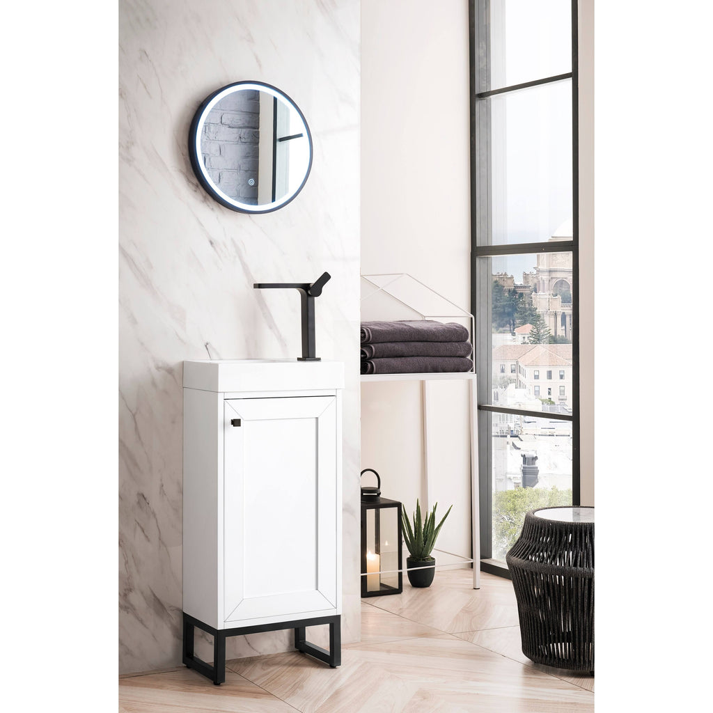 16 in. Chianti Single Vanity Cabinet with White Glossy Resin Countertop X192