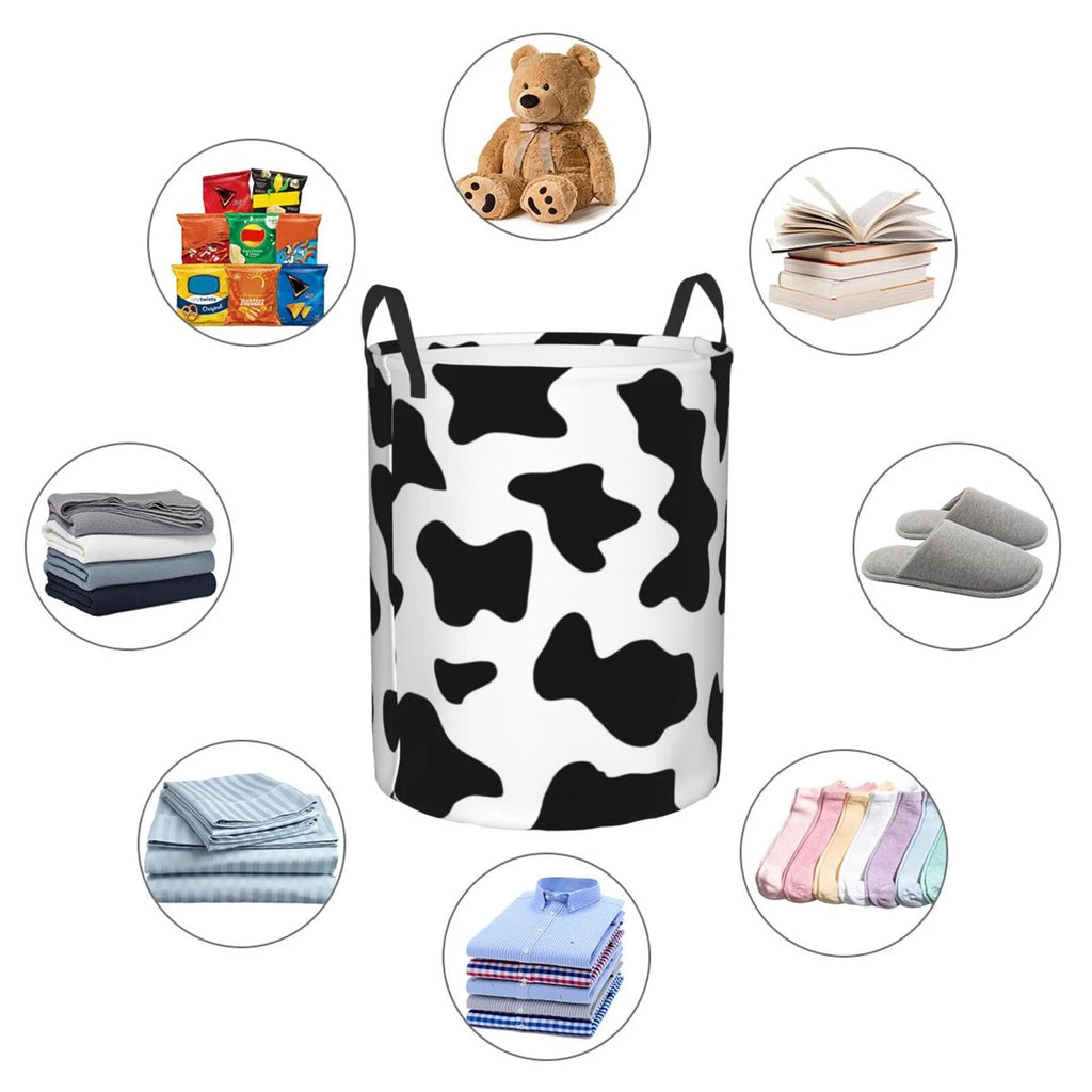 Milk Cow Laundry Hamper with Handles Collapsible Waterproof G346330