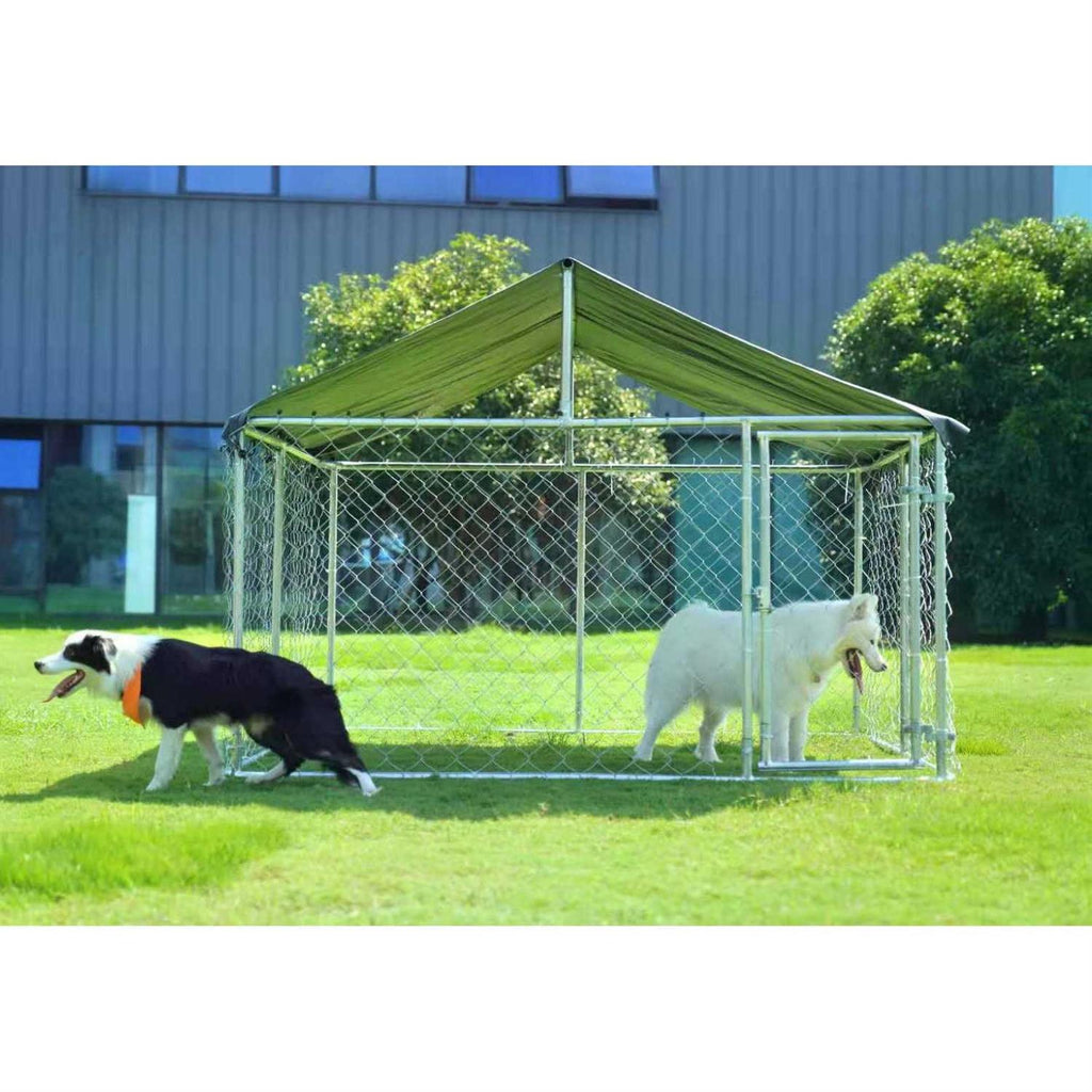 Outdoor Dog Kennel Dog Playpen Heavy Duty with Large Galvanized Chain Link I2967