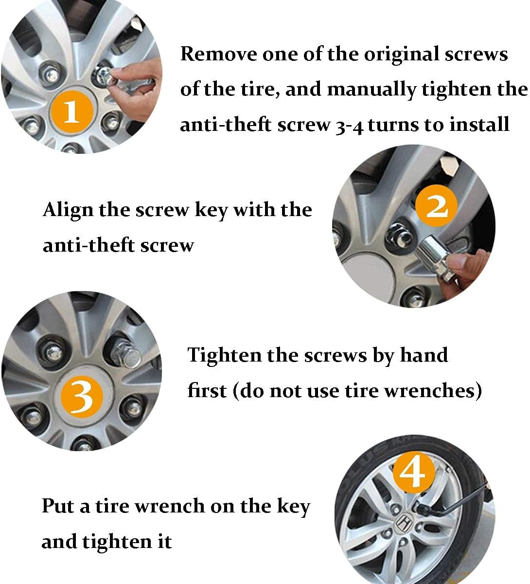 Wheel Locking Nuts Set of 4 with Wheel Lock Key Pouch Pack of 2 F6229