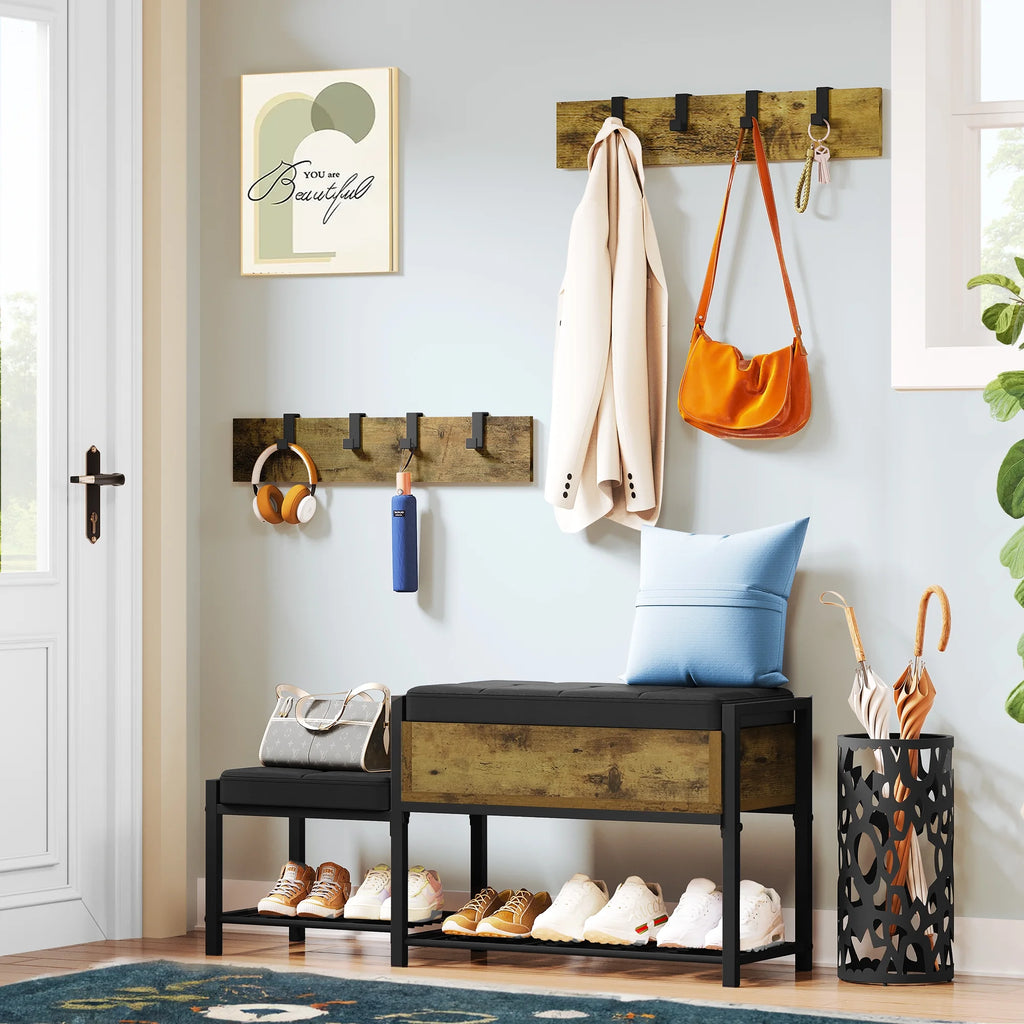 Entryway Bench with Coat Rack and Shoe Storage N293072