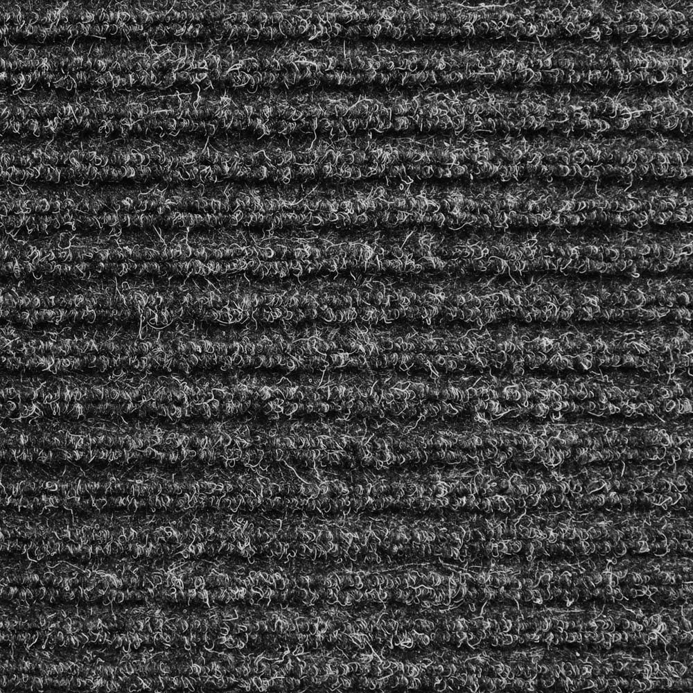 Heavy-Duty Ribbed Indoor Outdoor Carpet with Rubber Marine Backing - Charcoal Black - 6 Feet X 15 Feet A111202