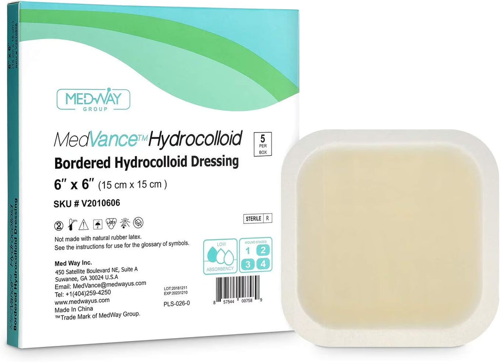 Bordered Hydrocolloid Adhesive Dressing, 6"X 6" Box of 5 I851558
