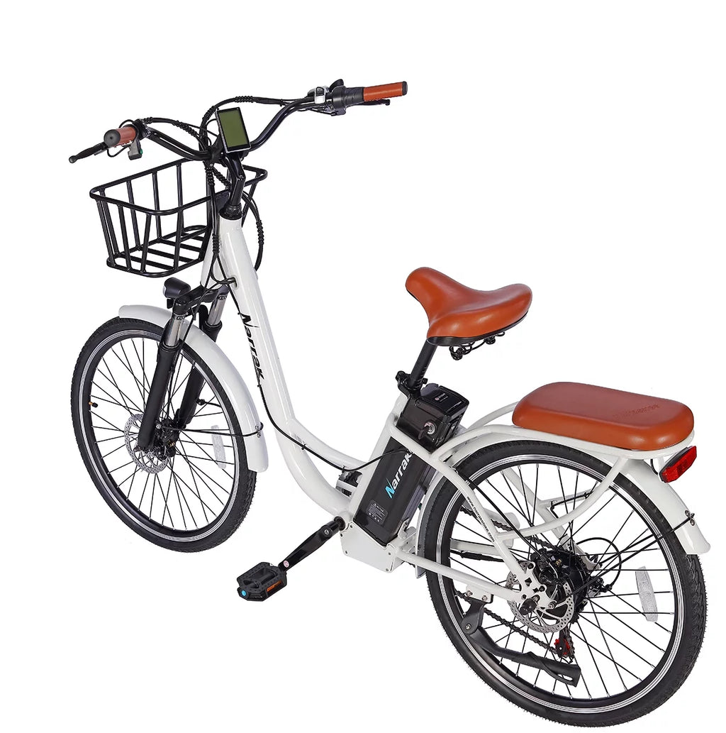 350W 36V 10Ah 26" Step-Thru Electric Bicycle with Removable Battery and Front Basket N547
