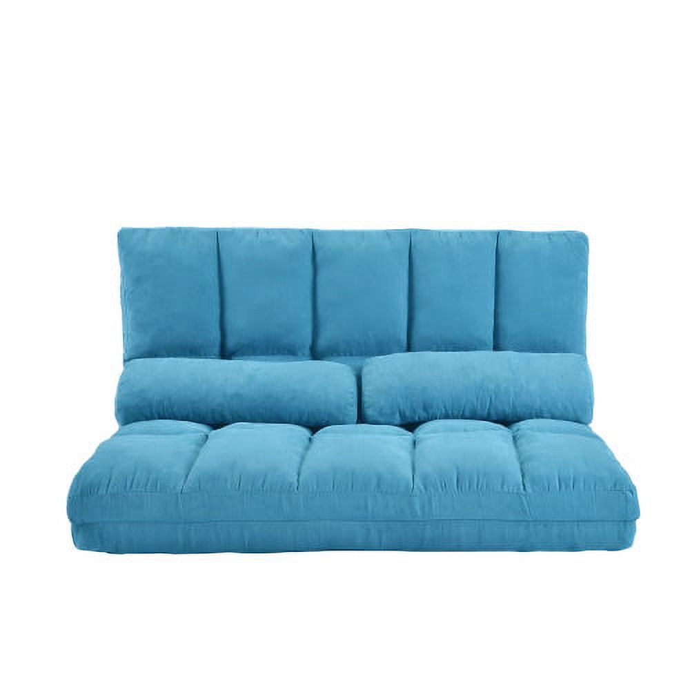 Blue Double Chaise Lounge Sofa with Two Pillows V491