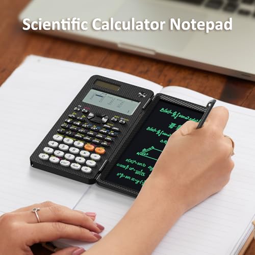 Black Rechargeable Scientific Calculator with Writing Pad and Hard Case Z12875