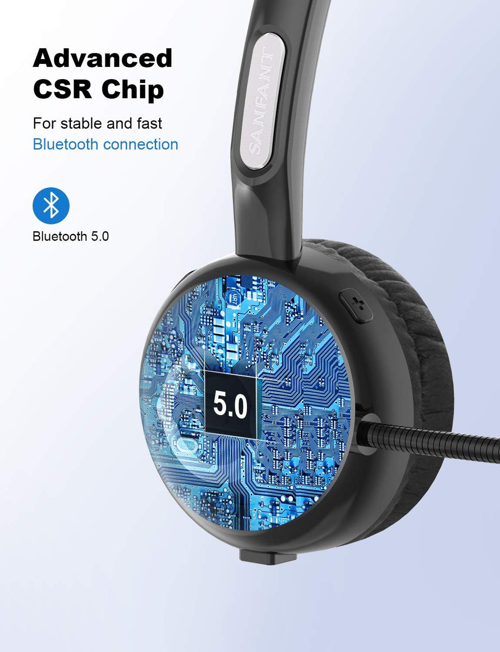 Bluetooth Headset with Microphone, Noise Canceling, 18hr Talktime V925