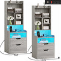 Set of 2 Gray Nightstand with Charging Station and 2 Drawers R78036