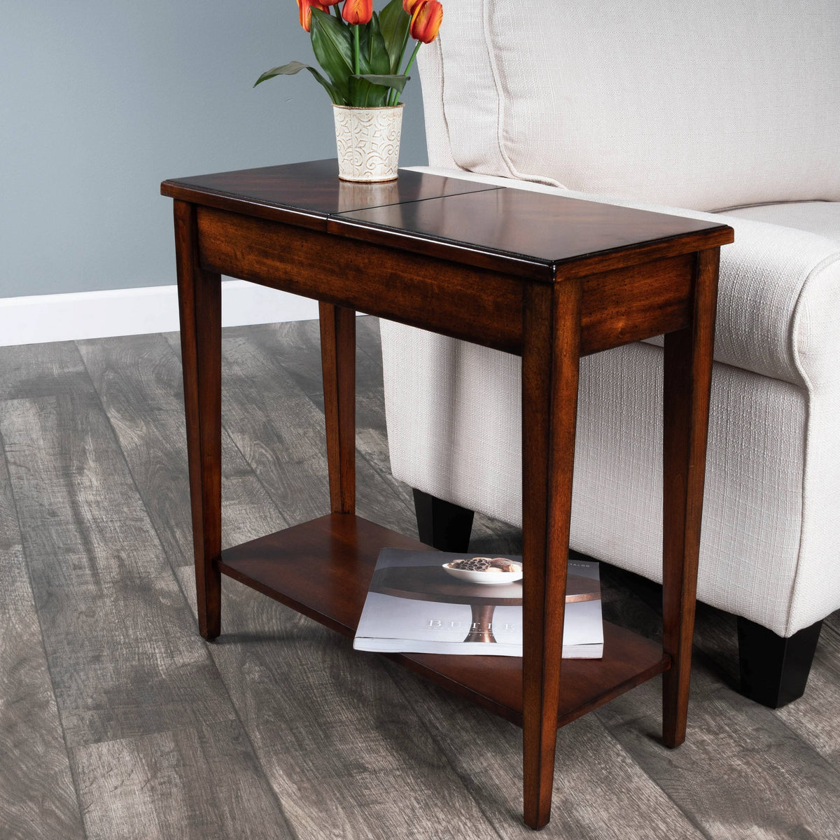 Olive Ash Burl Chairside Table O23420