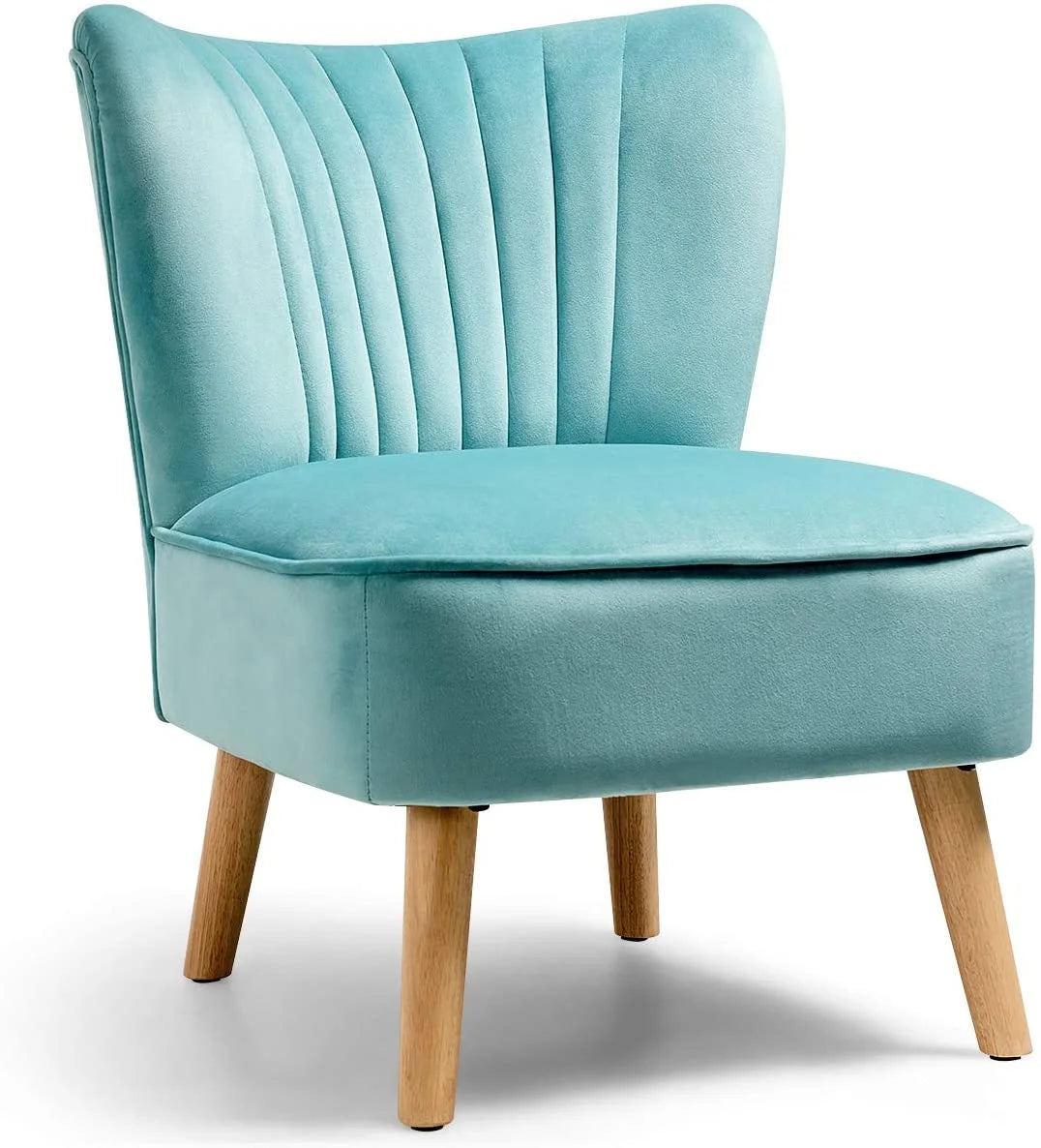 Velvet Armless Club Chair with Wood Legs K88735