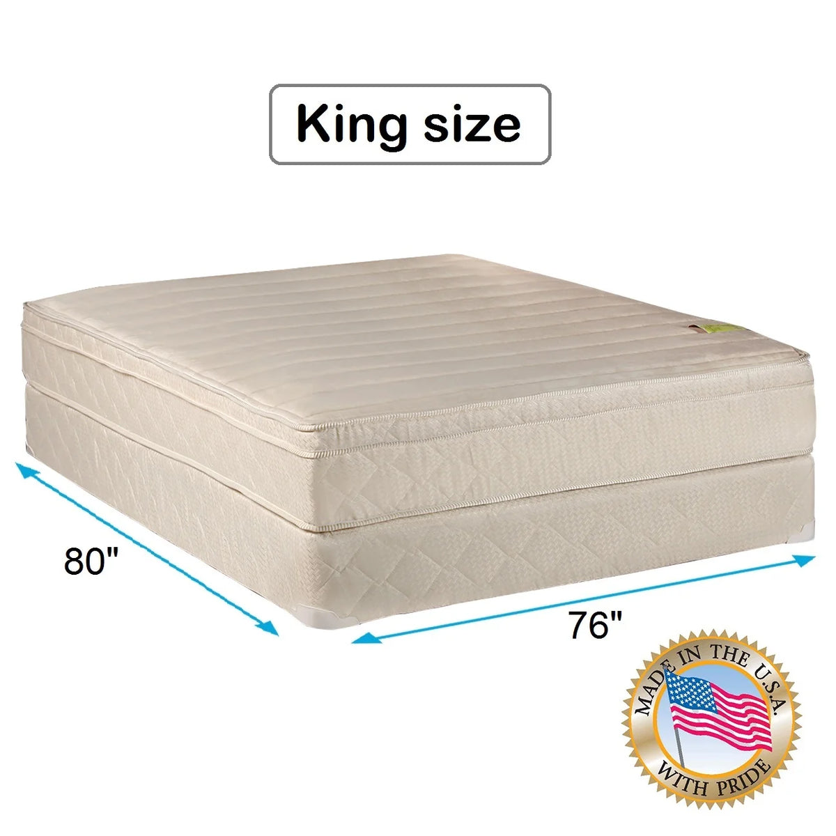 King 76x80x11 PillowTop Mattress Set with Bed Frame X4073