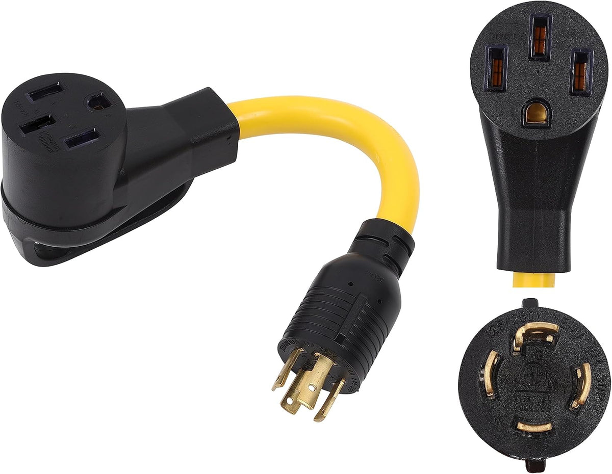 30 Amp Twist Lock 4 Prong Male Plug to 50 Amp 4 Prong Female Outlet Power Cord Adapter T6129