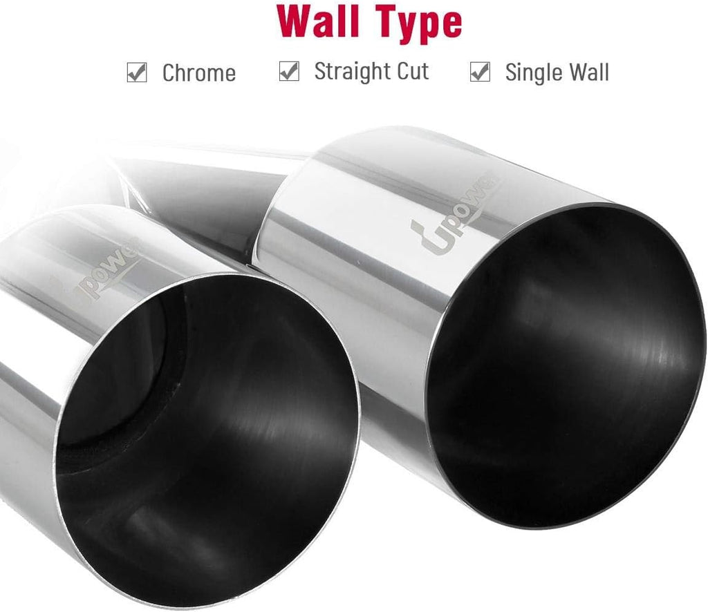 Pair of 304 Stainless Steel Dual Exhaust Tips, 2.5 inch Inlet, 3.5 inch Outlet, 10.25 inch Length, Pack of 2 D61527