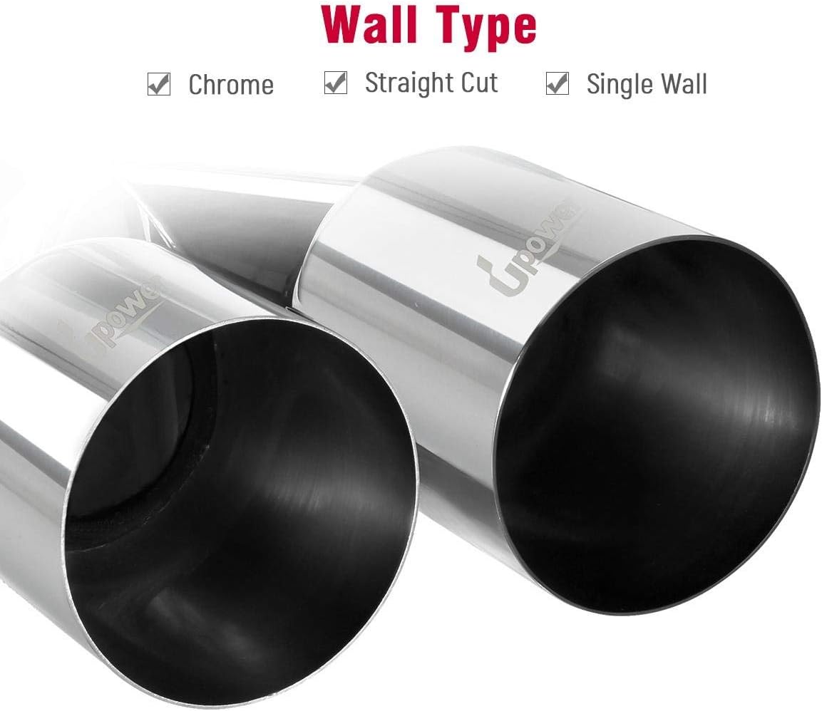 Pair of 304 Stainless Steel Dual Exhaust Tips, 2.5 inch Inlet, 3.5 inch Outlet, 10.25 inch Length, Pack of 2 D61527