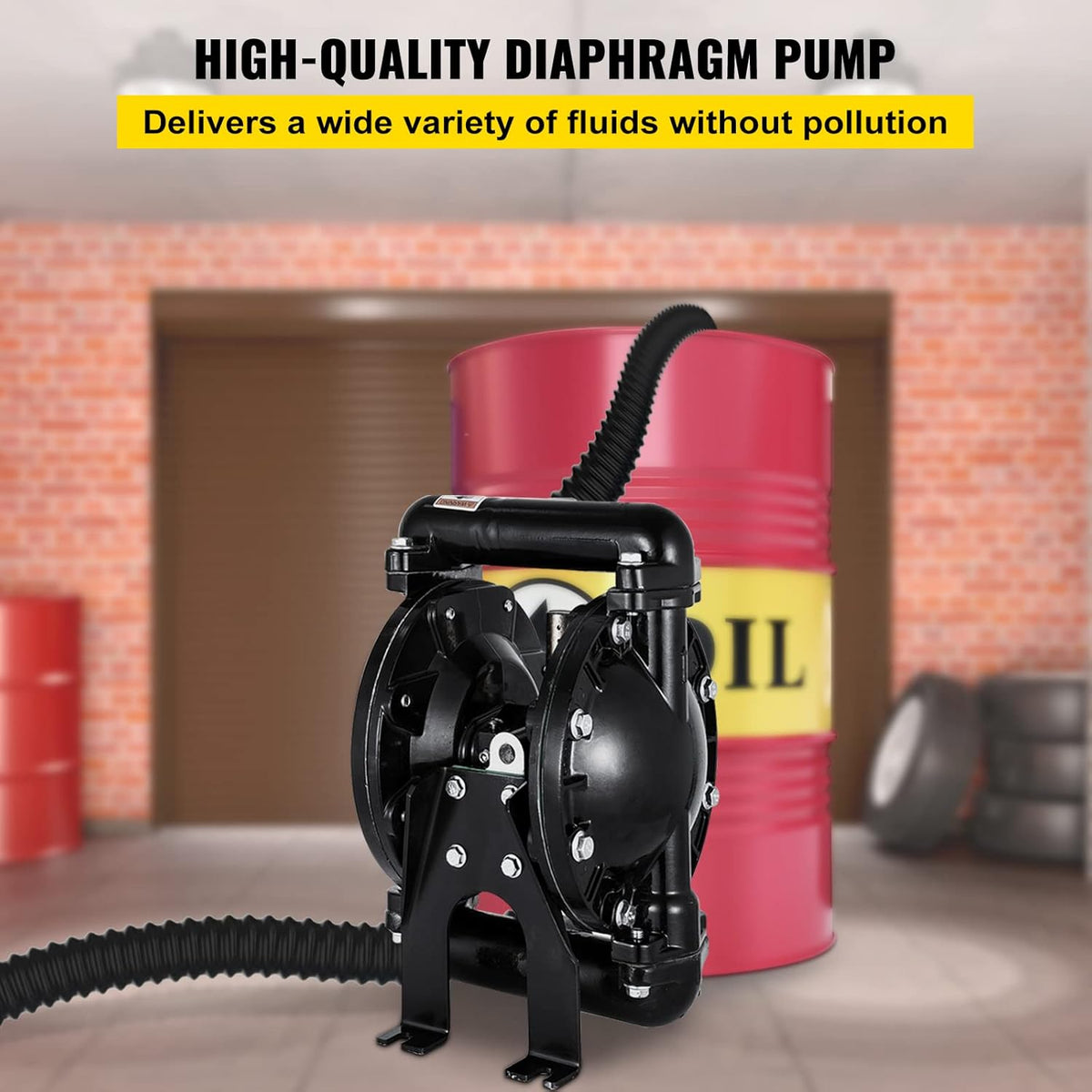 Air-Operated Double Diaphragm Pump 1 inch Aluminum 35 GPM Max 120PSI T3456