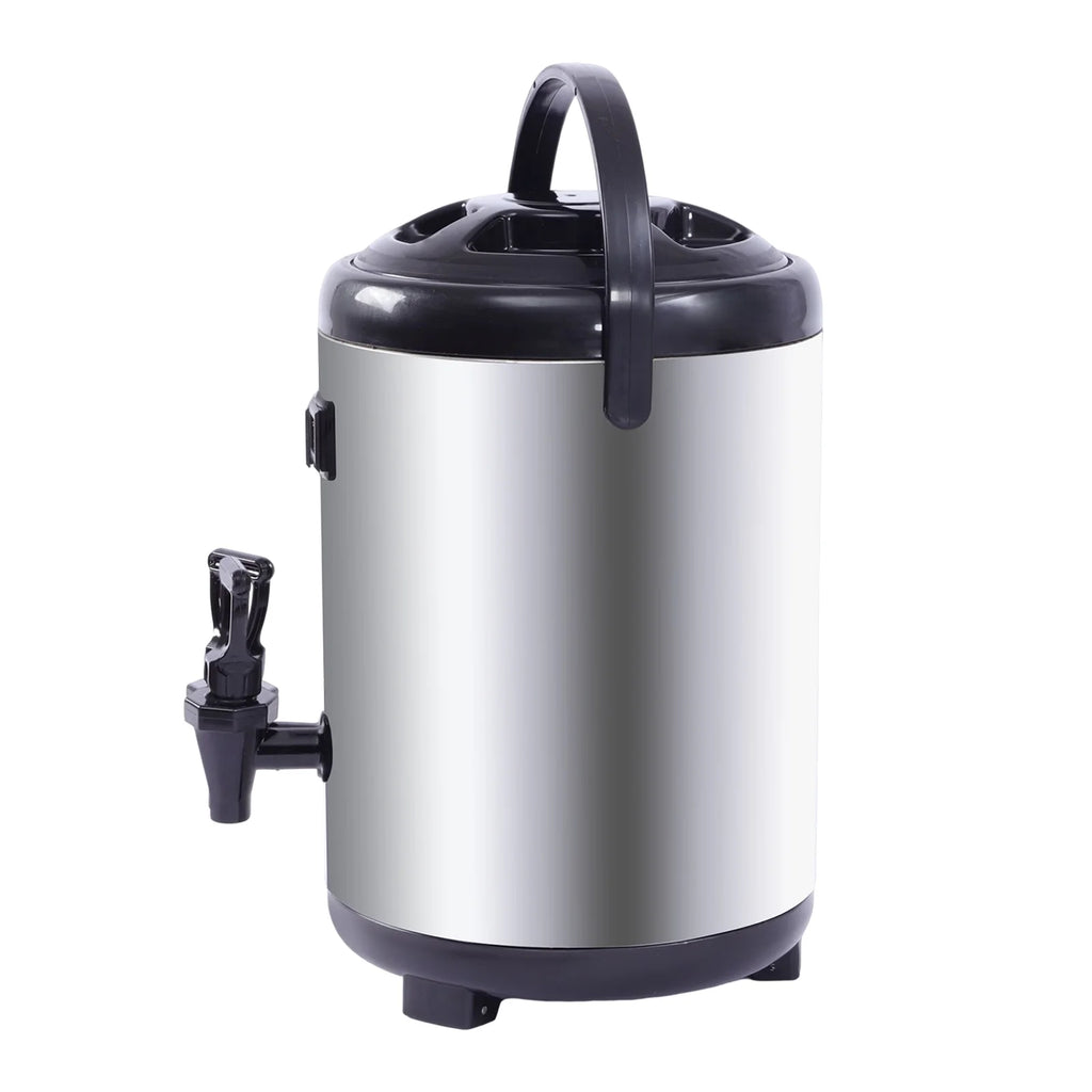 Silver Insulated Beverage Dispenser with Spigot, 2.1 gal Stainless Steel E147353