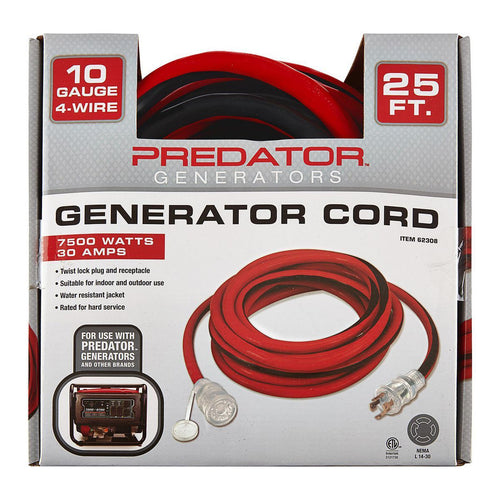 25 ft. 10 Gauge 4-Prong Twist Lock 30A Generator Extension Cord O935919