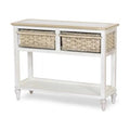 White Brown Wood Console Table with 2 Baskets B856916