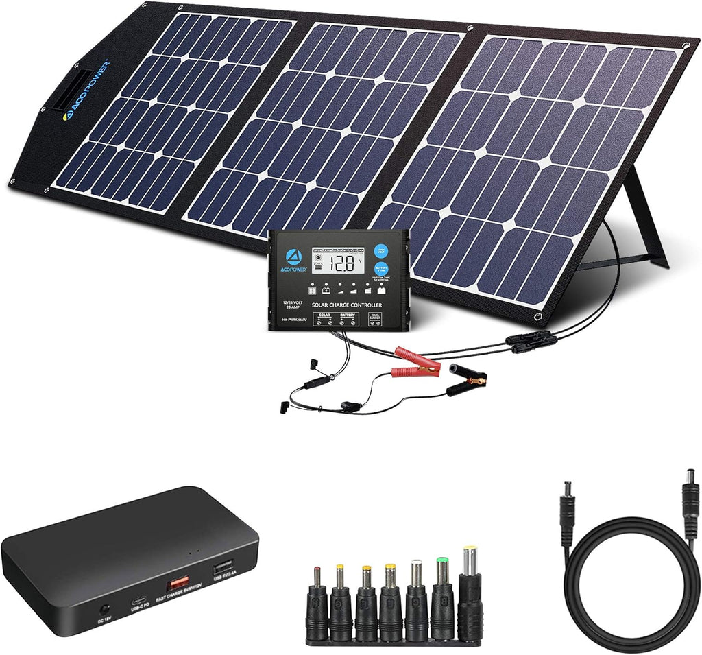 120W Foldable Solar Panel Suitcase with 20A Charge Controller D896105