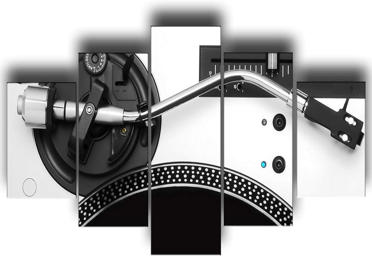 Black and White 5 Piece Canvas Wall Art Turntables Paintings X949676