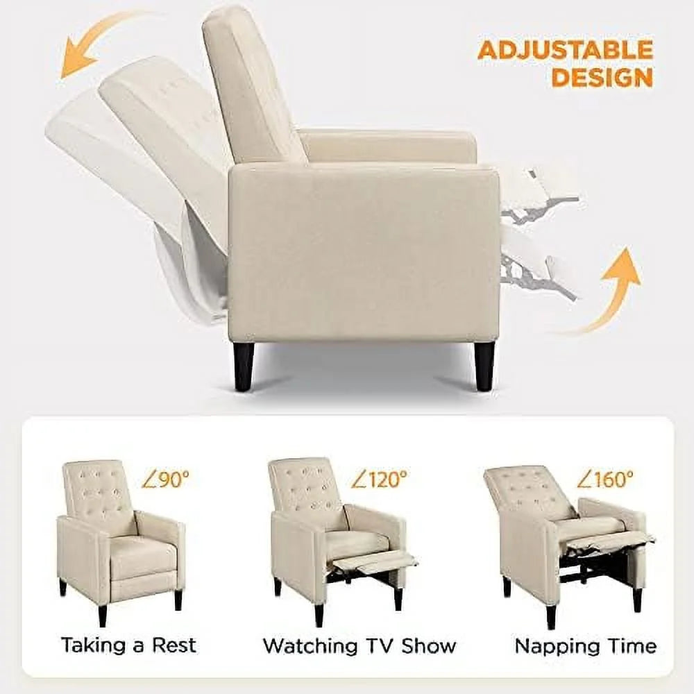 Fabric Recliner Chair with Thicker Seat Cushion Pocket Spring Z765