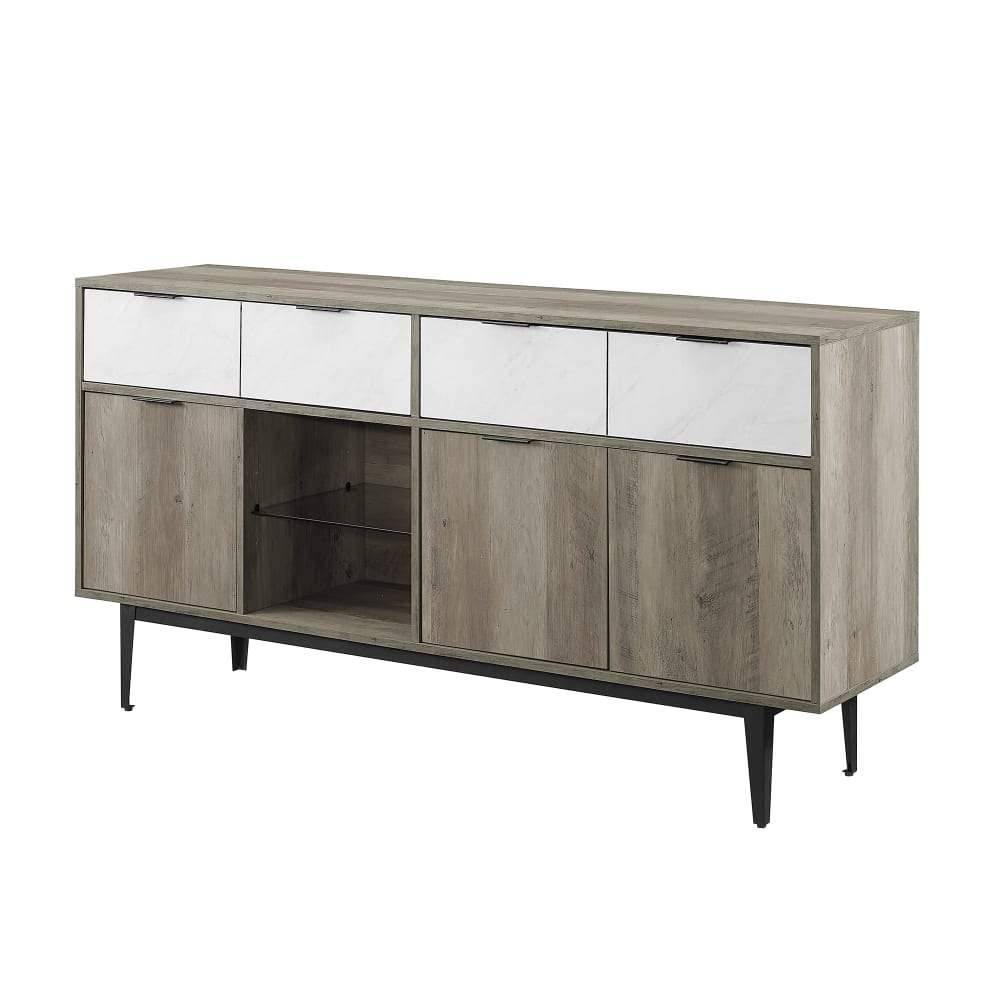 Faux White Marble 2 Drawer Sideboard Z61788
