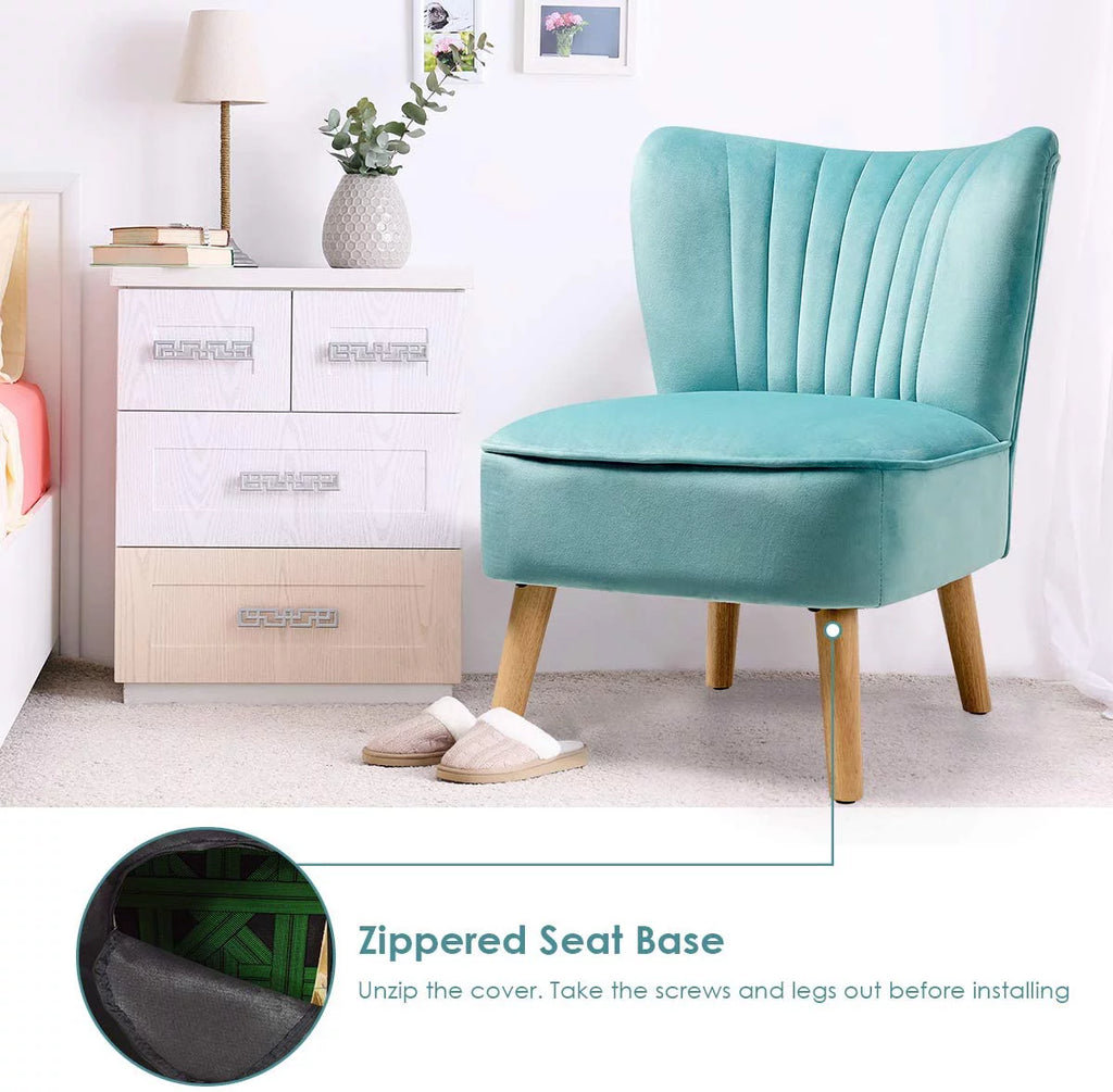 Velvet Armless Club Chair with Wood Legs K88735