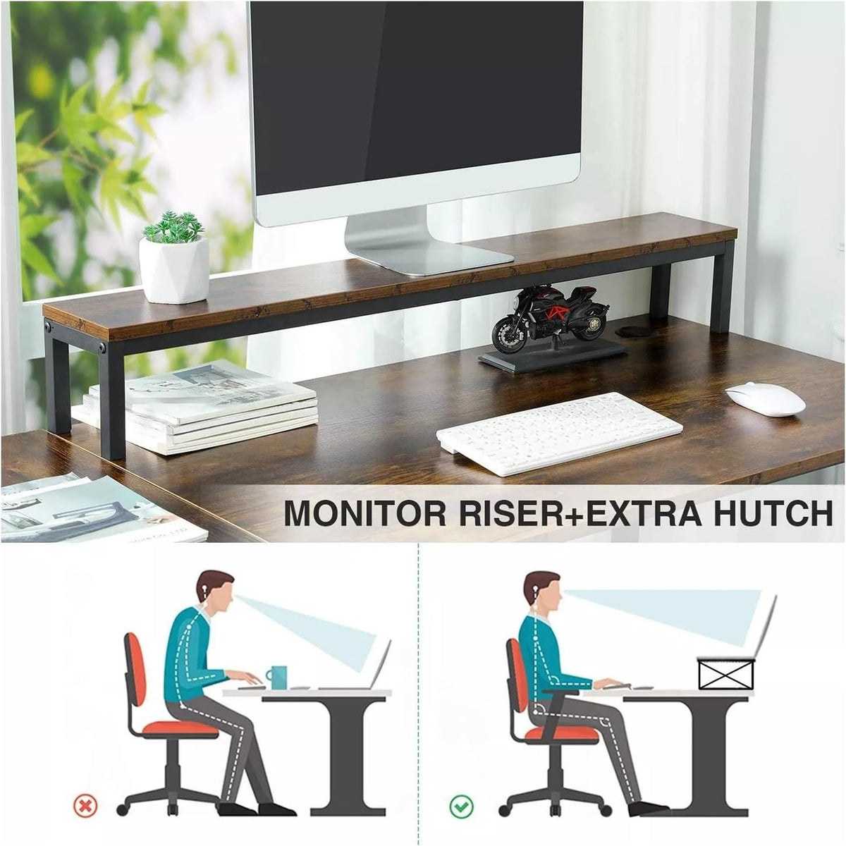 Brown 95 Inches Extra Long Double Desk Wood T63666