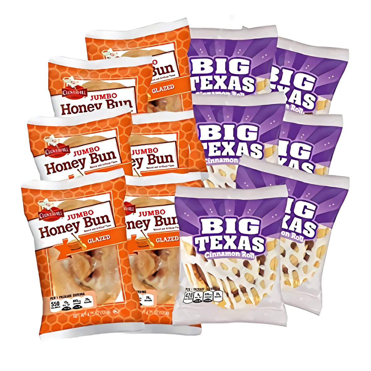 12 Pack Jumbo Glazed Honey Bun & Cinnamon Roll Combo V325