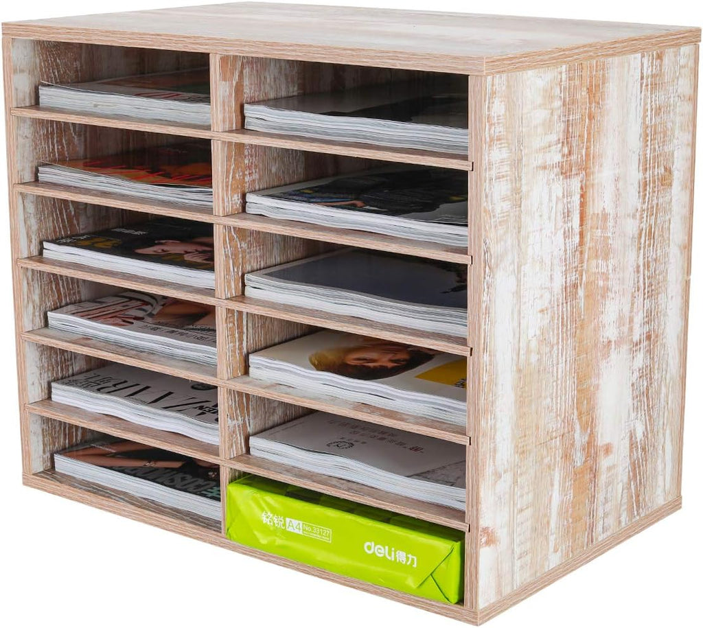 Wood Desktop Literature Organizer 12 Compartments Pack of 2 X1003