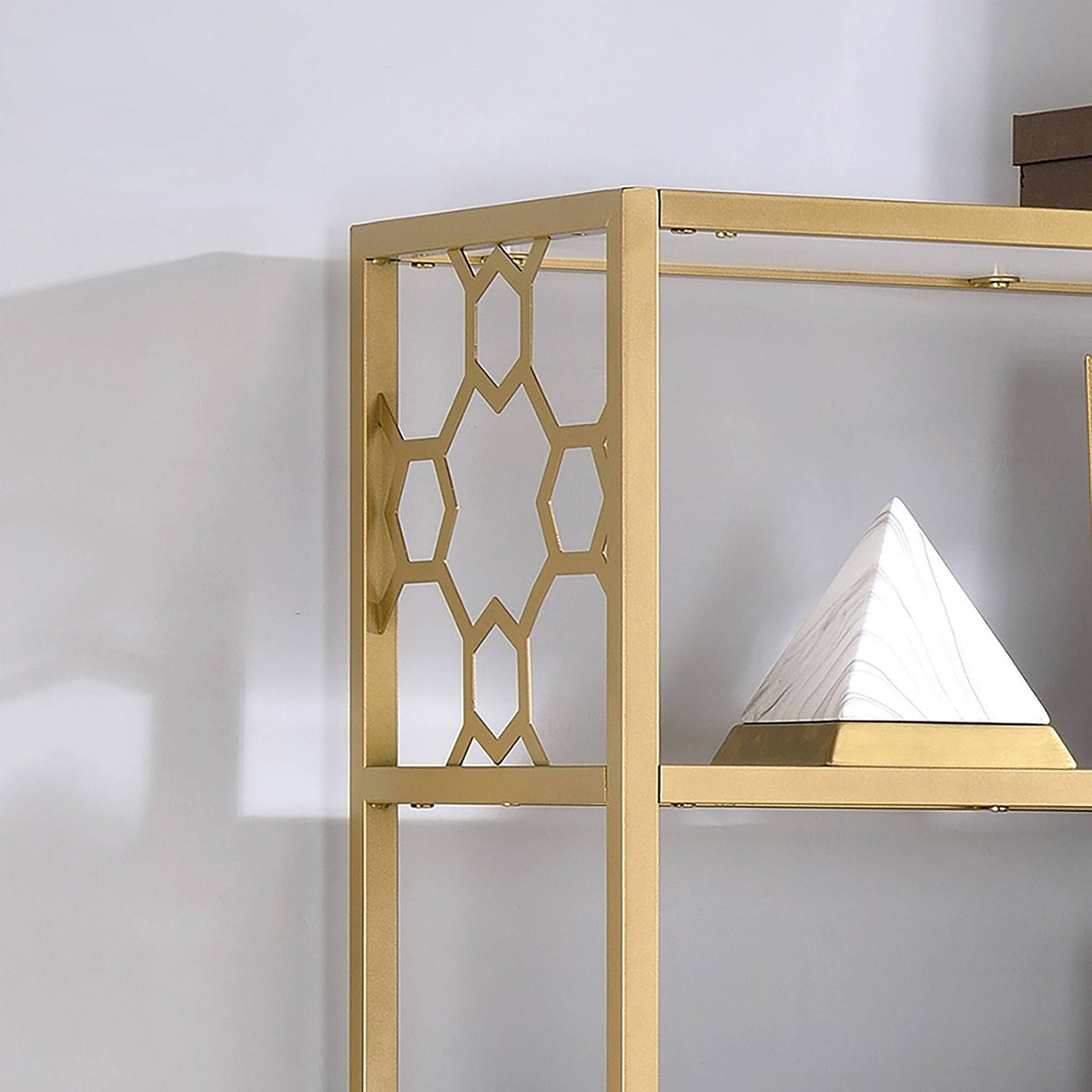White/Gold 6 Shelf Bookcase C26678