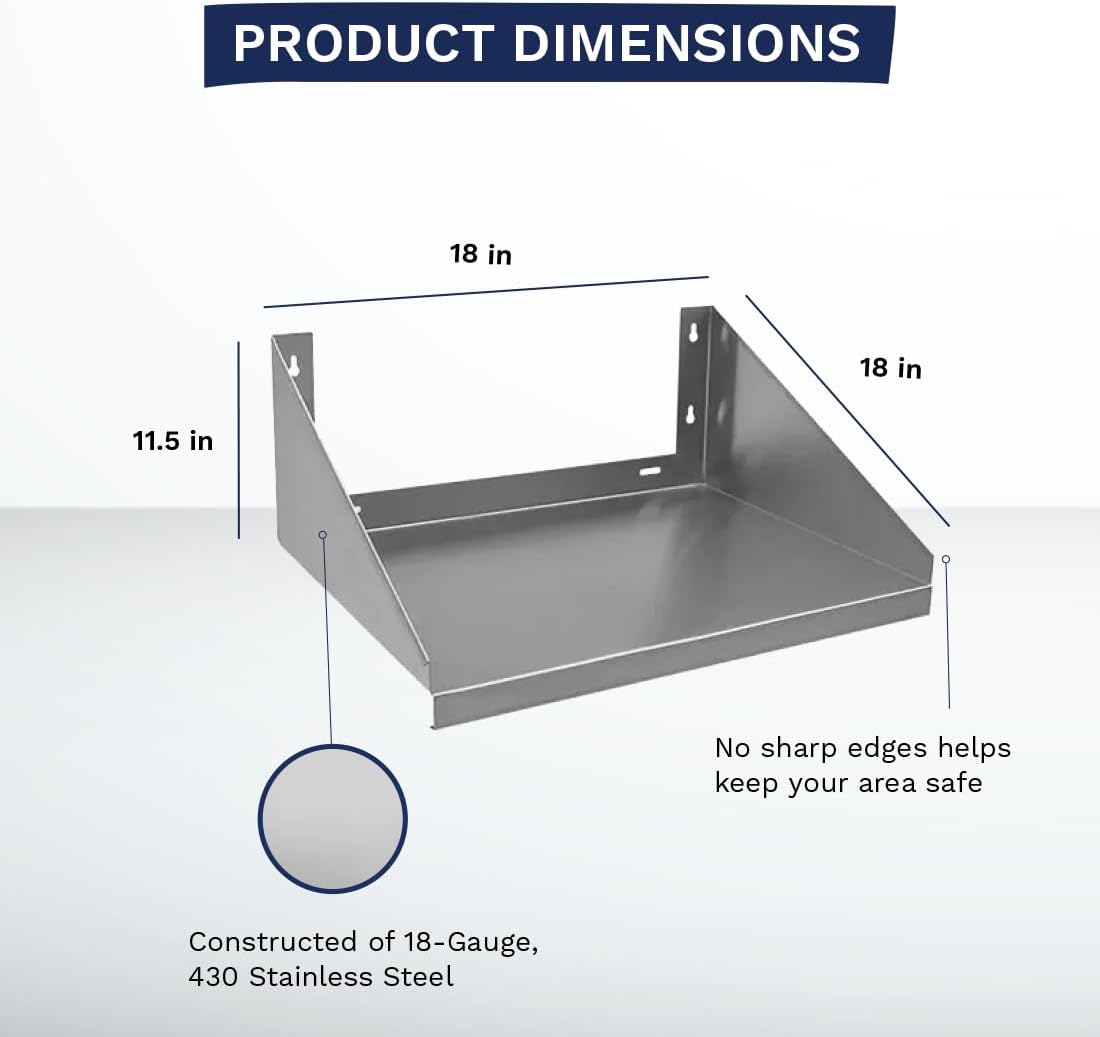 NSF Wall-Mounted Microwave Shelf 24" Wx18 D 175 Lb. Weight Capacity N204720