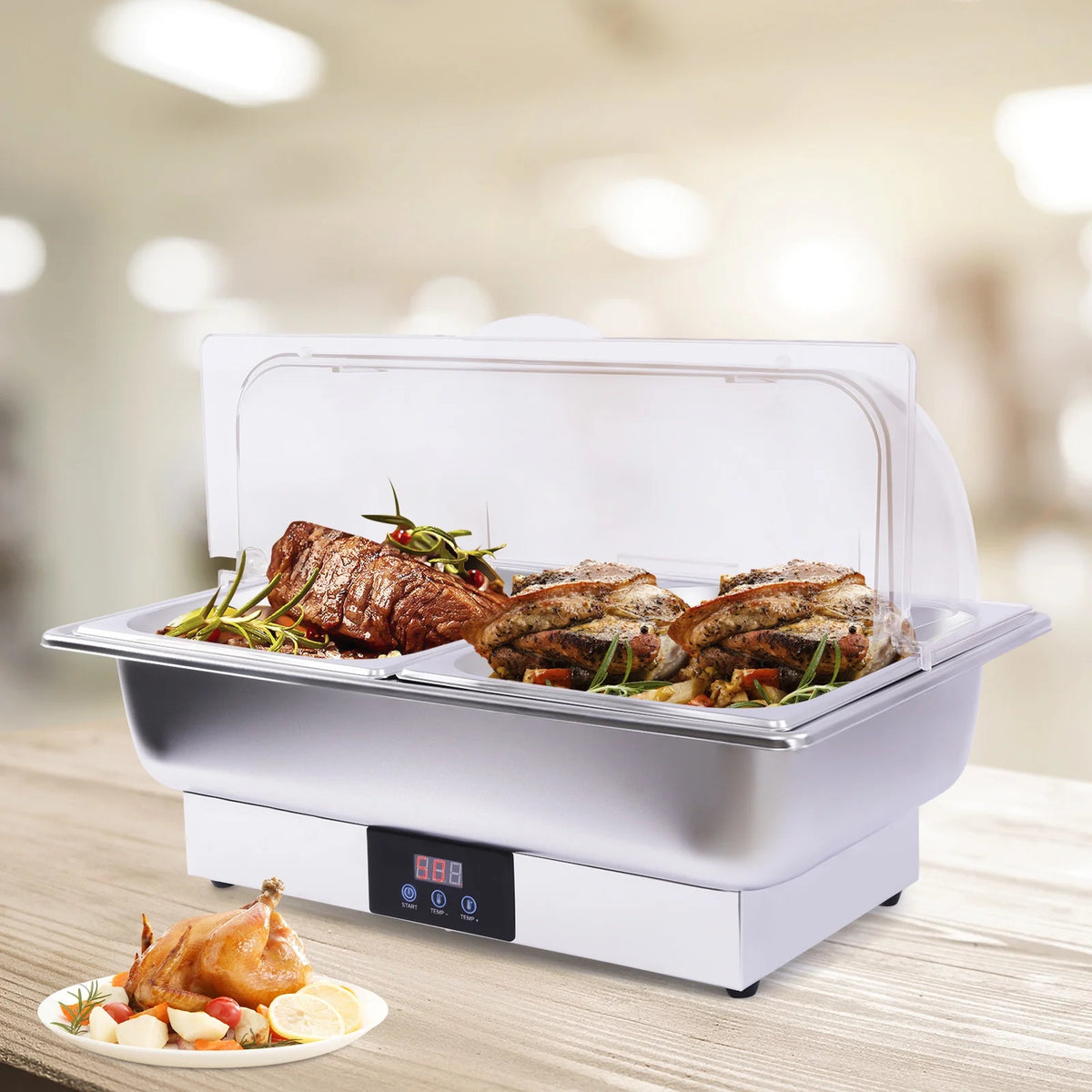 110V Stainless Steel Chafing Dish Buffet Set 2 Food Pot Y937