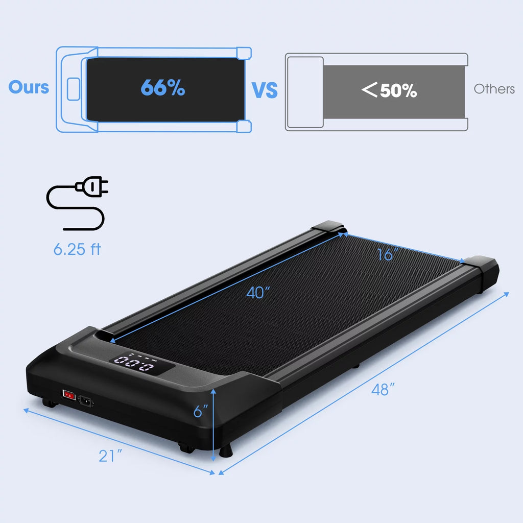 0.6-3.8MPH Walking Pad Under Desk Treadmill Black F5723